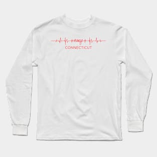 I Love Orange Connecticut USA Heartbeat Funny T-Shirt For Men Women Custom Long Sleeve T-Shirt